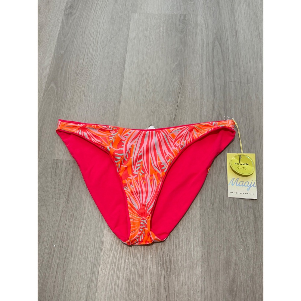 NWT Maaji Reversible Bikini Bottom Pink Orange Coral Colorful Bright XL